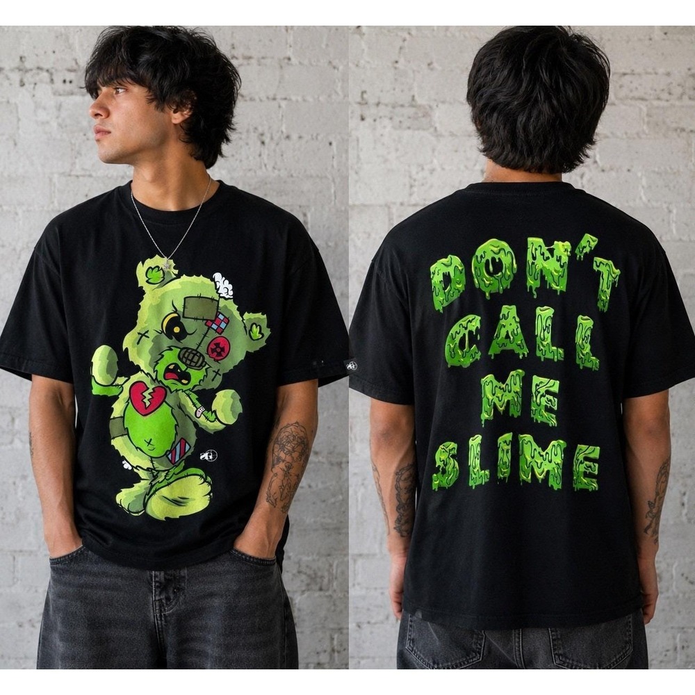 Sniper Gang Don't Call Me Slime Bear Graphic T-Shirt Black Size Small Streetwear